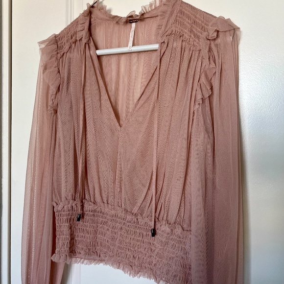 Gently Used Free People Long Sleeve Sheer Top - Picture 2 of 5